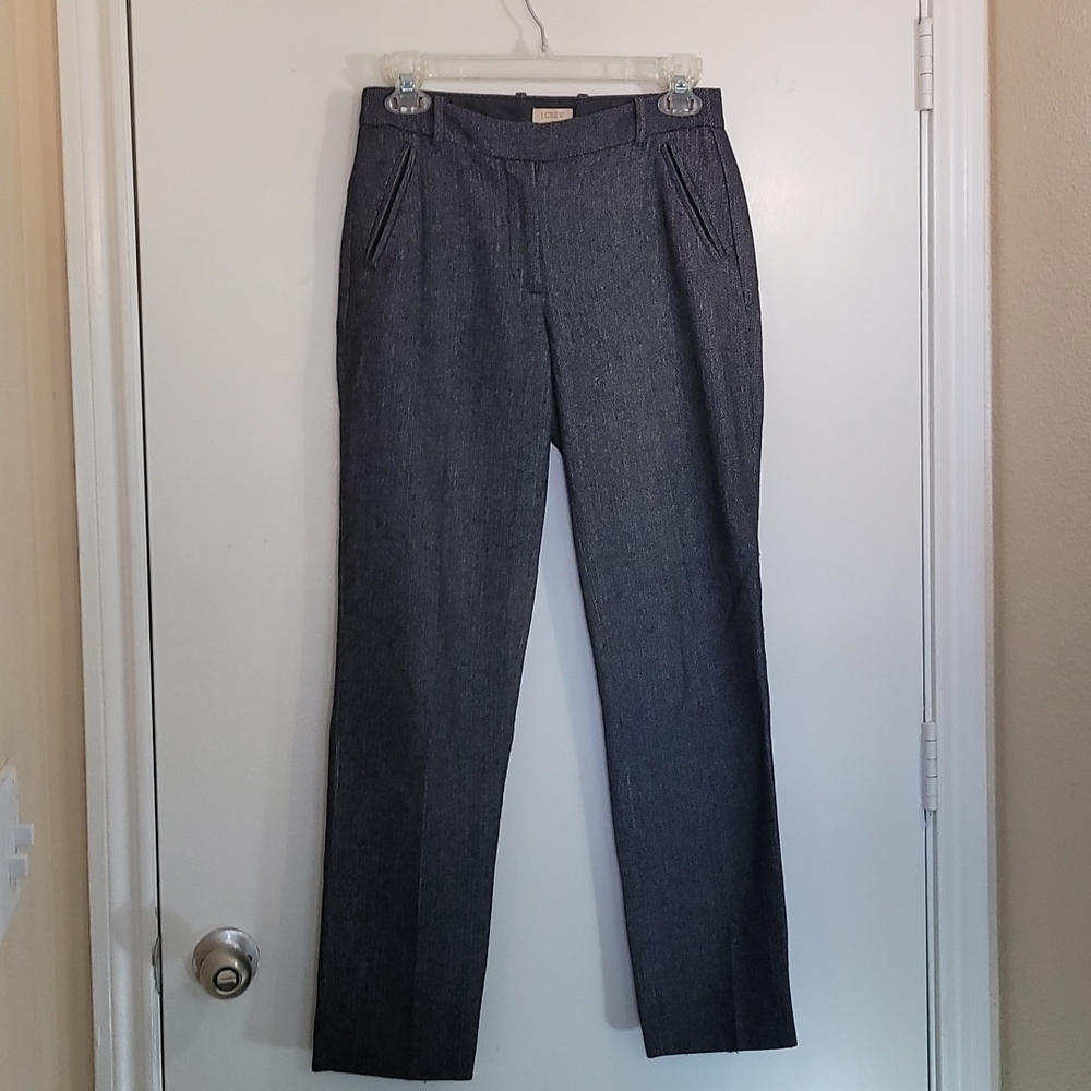 J Crew Women's Career Pants Black and Grey Herringbone Size 6